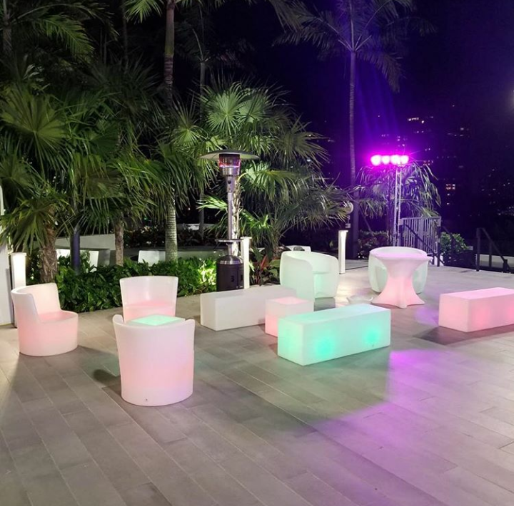 LED furniture rentals for night wedding