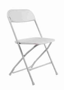 white metal folding chairs