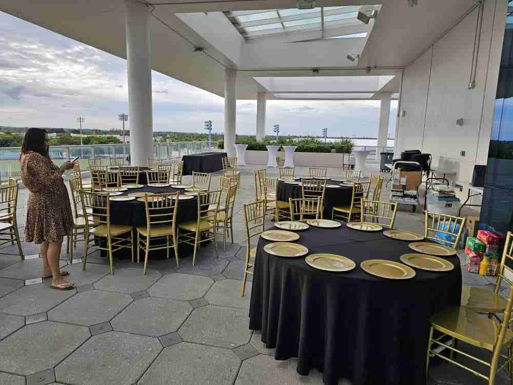 gold Chiavari chairs and tables setting items to rent